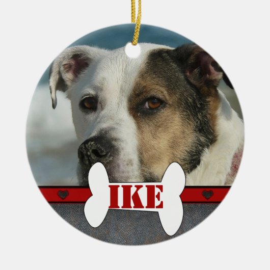Persoonlijk Pet Dog Bone Lijst met kerstmis Keramisch Ornament (Voorkant)