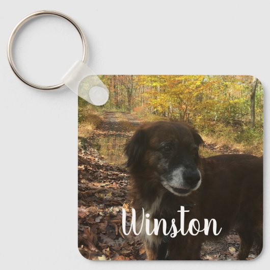 Persoonlijk Photo White Script Sleutelhanger (Voorkant)