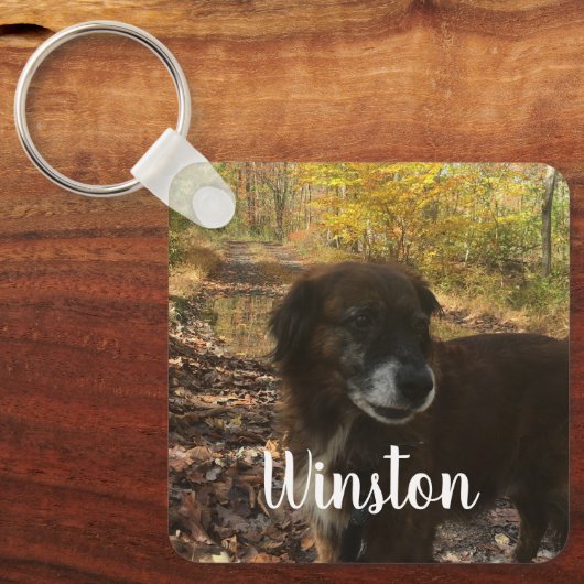 Persoonlijk Photo White Script Sleutelhanger (Voorkant)