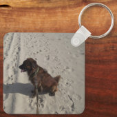 Persoonlijk Photo White Script Sleutelhanger (Achterkant)