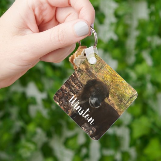 Persoonlijk Photo White Script Sleutelhanger (Hand)