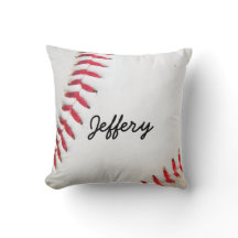 Persoonlijk Pillow White Baseball red stitching