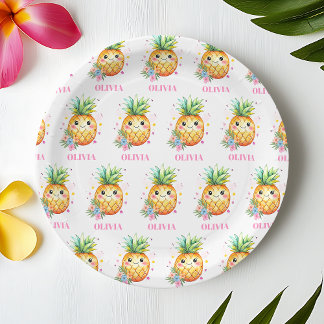 Persoonlijk Pinaapple Aloha 1e verjaardagsfeestje Papieren Bordje