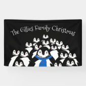 Persoonlijk Pinguïn Kerstfeest Spandoek (Horizontaal)