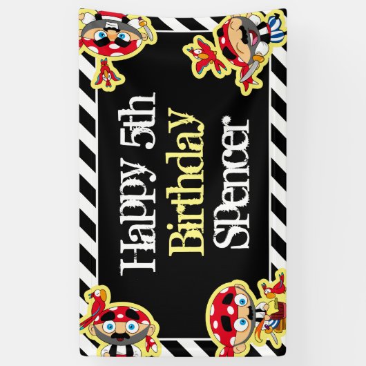 Persoonlijk Pirate Birthday Spandoek (Verticaal)