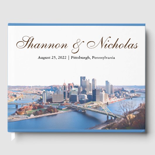 Persoonlijk Pittsburgh Skyline Guest Book Gastenboek (Voorkant)