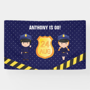 Persoonlijk politie-verjaardagsfeestje spandoek