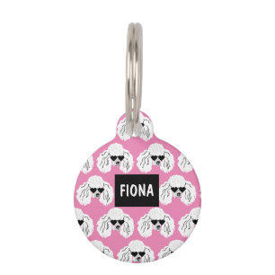 Persoonlijk Poodle-patroon Cute Roze Huisdierpenning