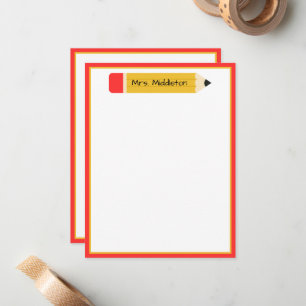 Persoonlijk potlood voor de leraar notitiekaartje