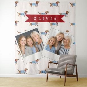 Persoonlijk Preppy Lief Dachshund Hond Patroon Wandkleed