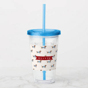 Persoonlijk Preppy Zacht Konijnachtig Hondenpatroo Acryl Drinkbeker