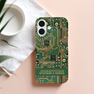 Persoonlijk printplaat Green Gold circuit bord iPhone 16 Hoesje