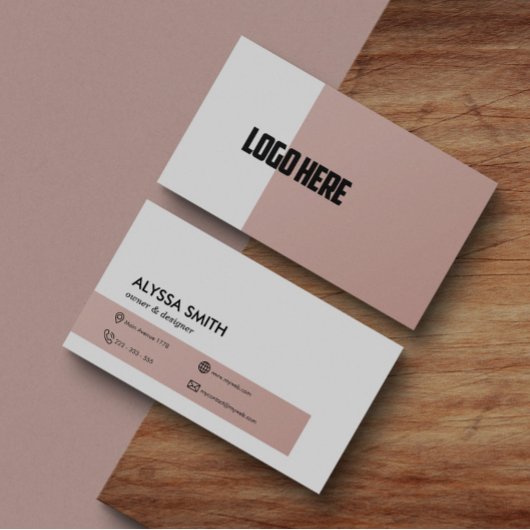 Persoonlijk professioneel Roos Roze Elegant Logo Visitekaartje