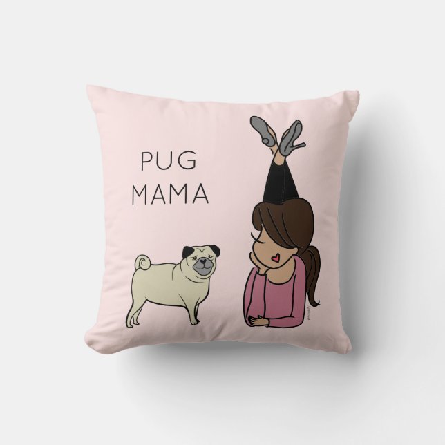 Persoonlijk Pug Mama Sierkussen (Voorkant)