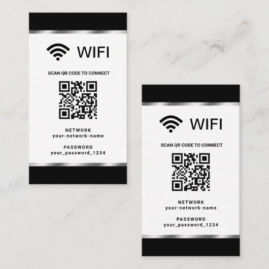 Persoonlijk QR-code WiFi-netwerk en wachtwoord Visitekaartje (Voorkant / Achterkant)