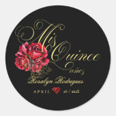 Persoonlijk Quinceanera 15e verjaardagsfeest Ronde Sticker (Voorkant)