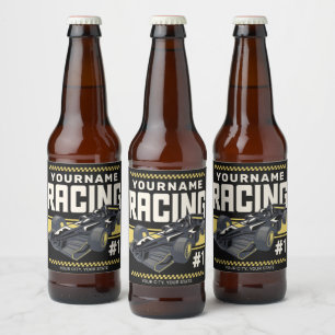 Persoonlijk Raceteam Snelle Race Auto Bestuurder Bier Etiket