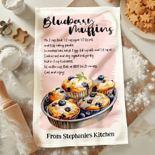 Persoonlijk recept voor bosbessenmuffins theedoek