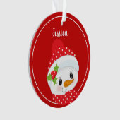 Persoonlijk Red Snowman Year Ornament (voorkant)