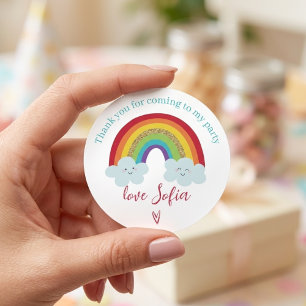 Persoonlijk Regenboog Verjaardag Bedankt Feestje Ronde Sticker
