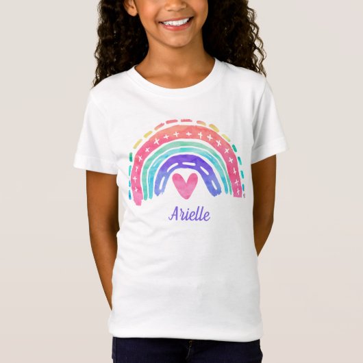 Persoonlijk regenboogkinderen T-shirt met naam (Voorkant)