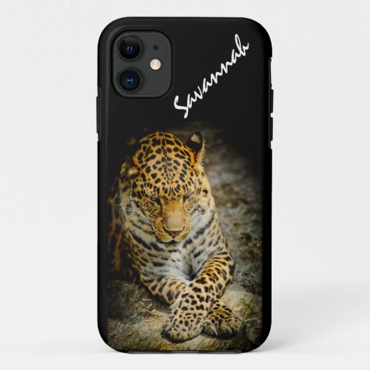 Persoonlijk Resting Leopard iPhone 5 of 5S Hoesje (Achterkant)