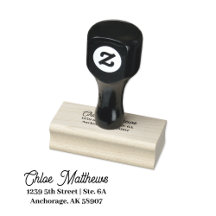 Persoonlijk retouradres Elegant script hout