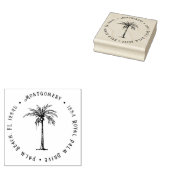 Persoonlijk retouradres met tropische palmboom rubberstempel (Gestempeld)