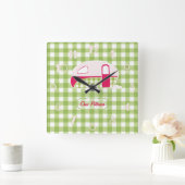 Persoonlijk Retro Gingham Caravan Ontwerp Klok (Huis)