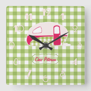 Persoonlijk Retro Gingham Caravan Ontwerp Klok