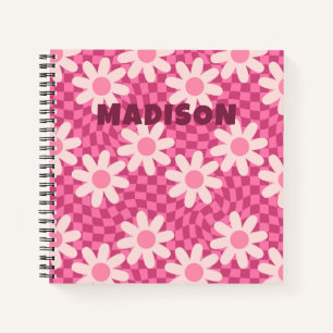 Persoonlijk Retro Groovy Roze Madeliefje Bloem Hip Notitieboek