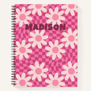 Persoonlijk Retro Groovy Roze Madeliefje Bloem Hip Notitieboek