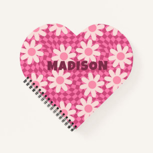 Persoonlijk Retro Groovy Roze Madeliefje Hippie Notitieboek