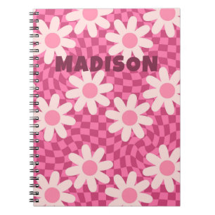 Persoonlijk Retro Groovy Roze Madeliefje Hippie Notitieboek