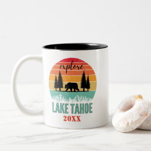Persoonlijk Retro Lake Tahoe California Souvenir Tweekleurige Koffiemok