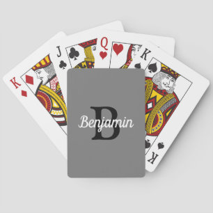 Persoonlijk Retro Monogram Grijs Zwart Wit Pokerkaarten