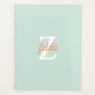 Persoonlijk Retro Monogram Mint Groen Oranje 2024 Planner