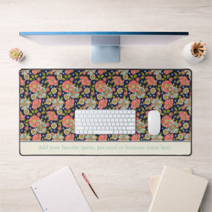 Persoonlijk Retro Navy Bloemmotief met Aangepaste Bureaumat