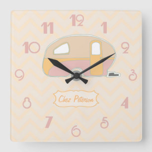 Persoonlijk Retro Vintage Caravan Design Vierkante Klok