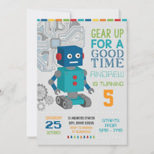 Persoonlijk robot verjaardagsfeest kaart