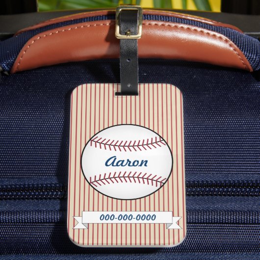 Persoonlijk Rode Baseball Bagagelabel (Voorkant Insitu 2)