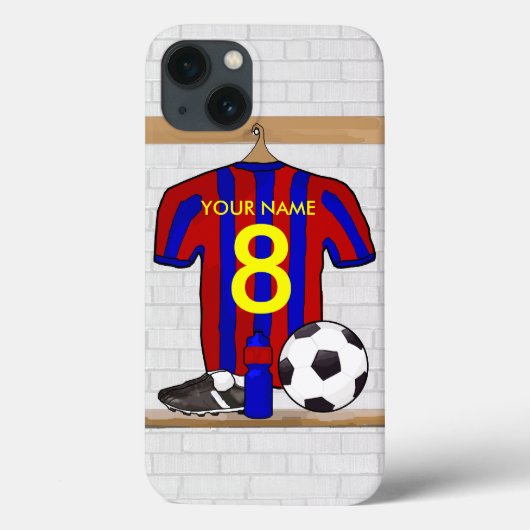 Persoonlijk Rode en Blauwe Football Voetbal Jersey Case-Mate iPhone Case (Achterkant)
