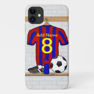 Persoonlijk Rode en Blauwe Football Voetbal Jersey iPhone 11 Hoesje