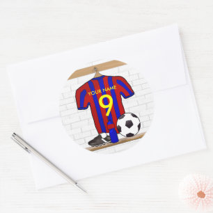 Persoonlijk Rode en Blauwe Football Voetbal Jersey Ronde Sticker