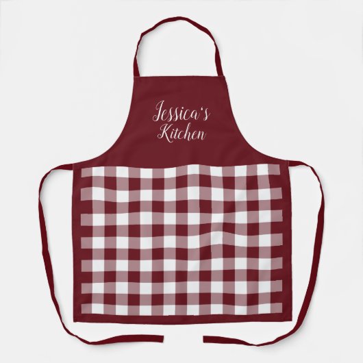 Persoonlijk Rode Gingham Apron Schort (Voorkant)