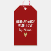 Persoonlijk Rode Handgemaakt Met Liefde Hart Cadeaulabel (Achterkant)