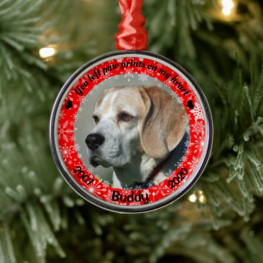 Persoonlijk Rode hond Memorial Metalen Ornament (Boom)