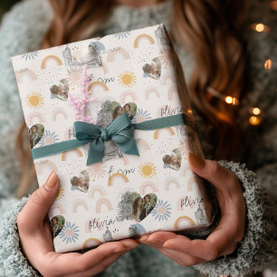 Persoonlijk romantisch foto- en naamverpakkings pa cadeaupapier