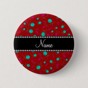 Persoonlijk rood breinpatroon ronde button 5,7 cm