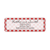 Persoonlijk: Rood en wit Gingham Check Pattern Etiket (Voorkant)